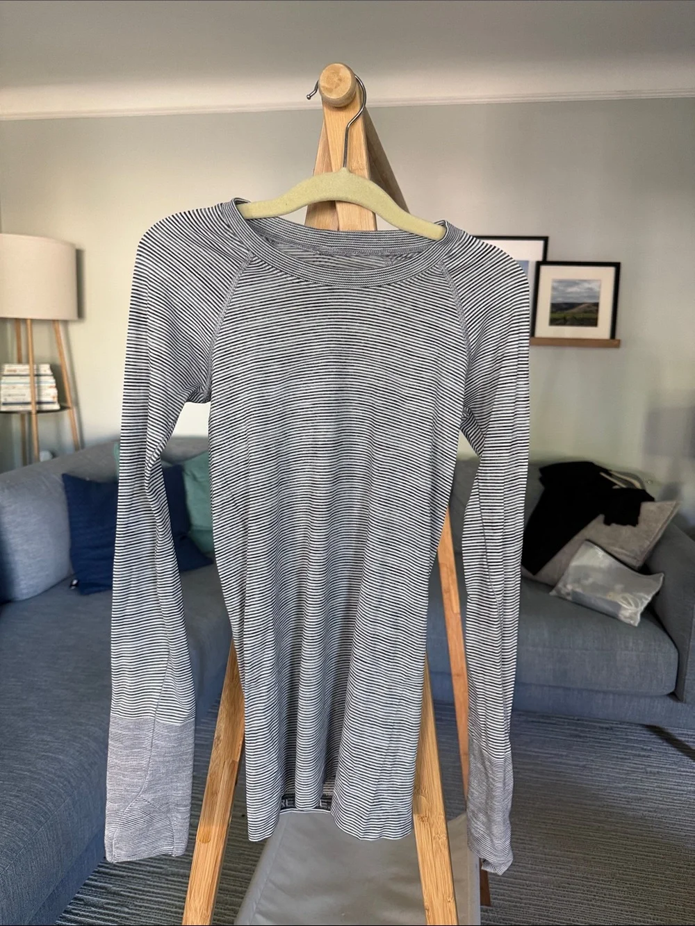 lululemon athletica Black & White Striped Performance Top